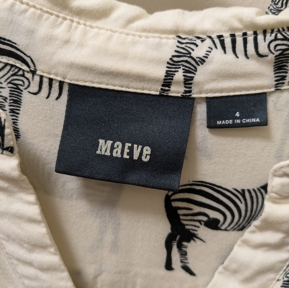 Anthropologie Maeve Zebra Rayon Button Down Long Sleeve - Picture 2 of 3